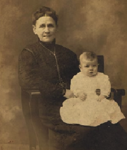 Photo believed to be Elizabeth Truby (aka Betsy or Ma Truby) with grandson Seibert C Truby c 1884